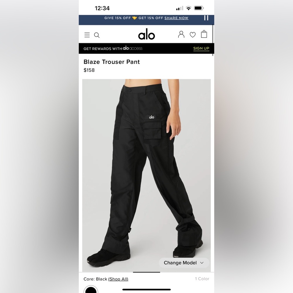 Alo yoga blaze trouser pants size small